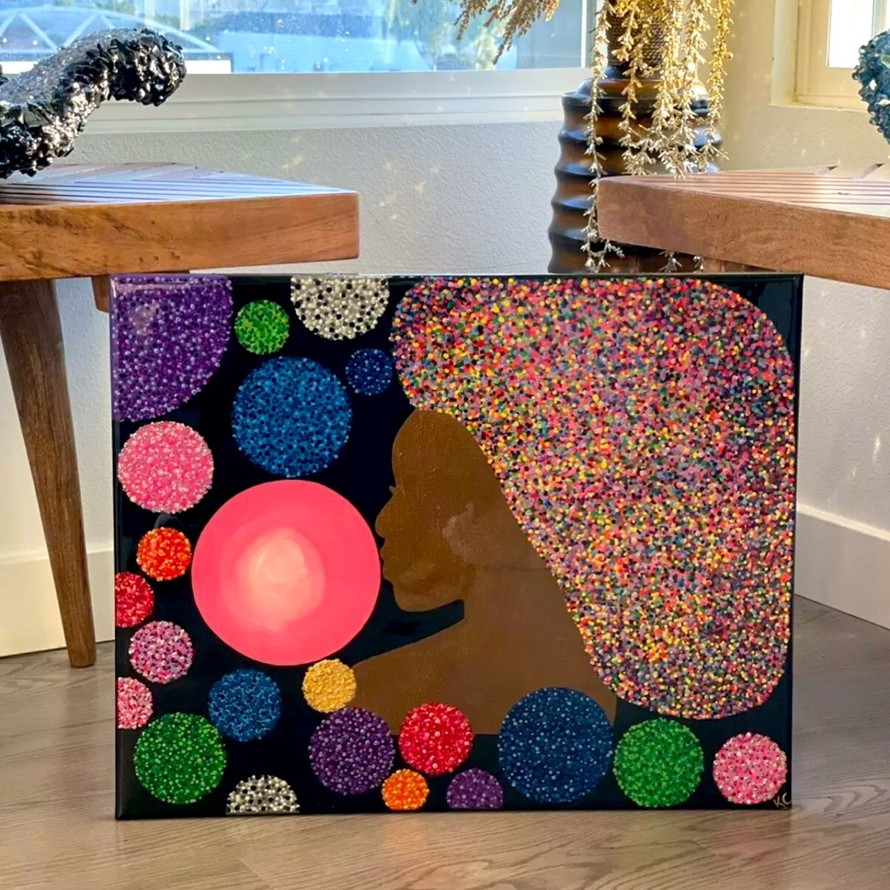 HAND PAINTED ONE OF A KIND ORIGINAL ART PAINTING BLACK ART, TITLED, “ALL THINGS”